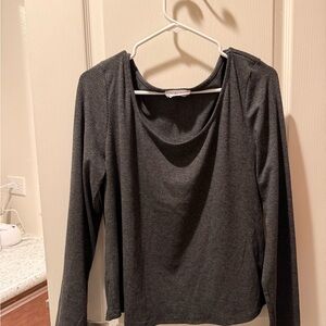 CJLA ribbed long sleeve top in dark grey